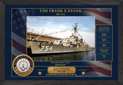USS Frank E Evans DD-754 Framed Patriotic Photo
