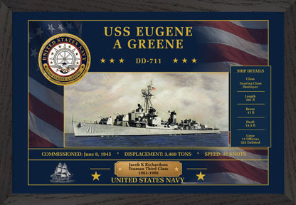 USS Eugene A Greene DD-711 Framed Patriotic Art