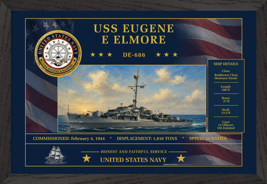 USS Eugene E Elmore DE-686 Framed Patriotic Art