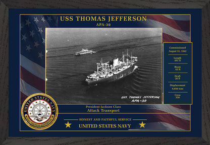 USS Thomas Jefferson APA-30 Framed Patriotic Photo