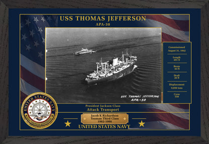 USS Thomas Jefferson APA-30 Framed Patriotic Photo