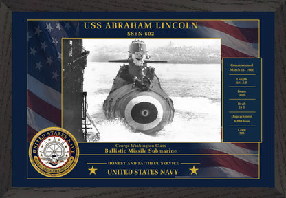 USS Abraham Lincoln SSBN-602 Framed Patriotic Photo