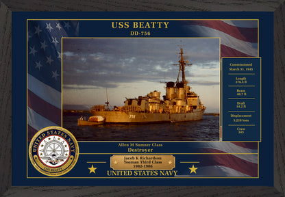USS Beatty DD-756 Framed Patriotic Photo