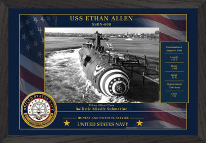 USS Ethan Allen SSBN-608 Framed Patriotic Photo