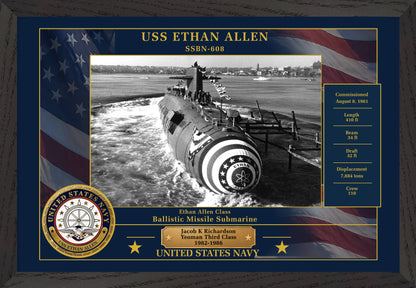 USS Ethan Allen SSBN-608 Framed Patriotic Photo