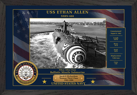 USS Ethan Allen SSBN-608 Framed Patriotic Photo