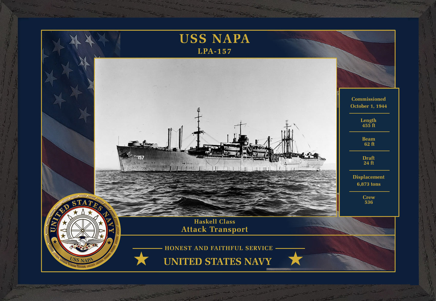 USS Napa LPA-157 Framed Patriotic Photo