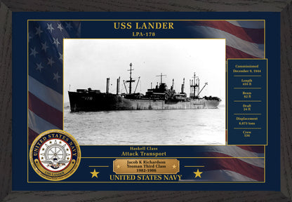 USS Lander LPA-178 Framed Patriotic Photo