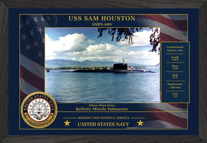 USS Sam Houston SSBN-609 Framed Patriotic Photo
