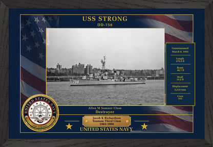 USS Strong DD-758 Framed Patriotic Photo