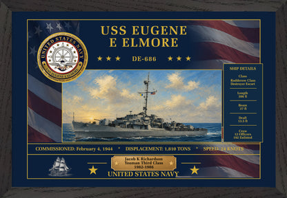 USS Eugene E Elmore DE-686 Framed Patriotic Art