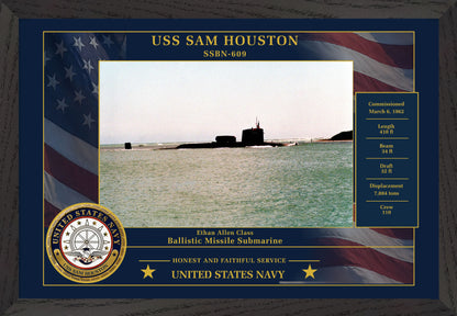USS Sam Houston SSBN-609 Framed Patriotic Photo