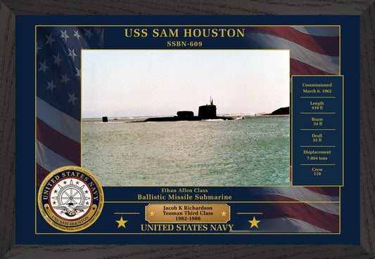 USS Sam Houston SSBN-609 Framed Patriotic Photo