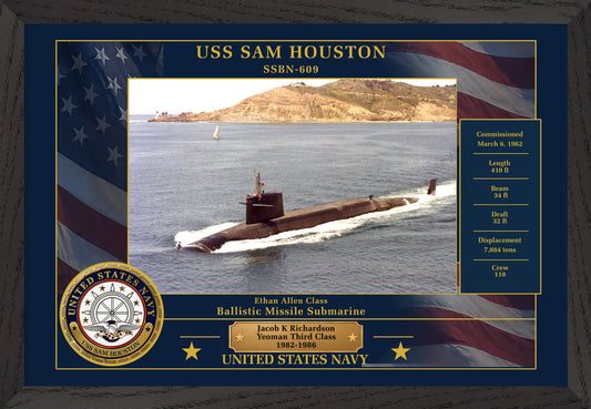 USS Sam Houston SSBN-609 Framed Patriotic Photo