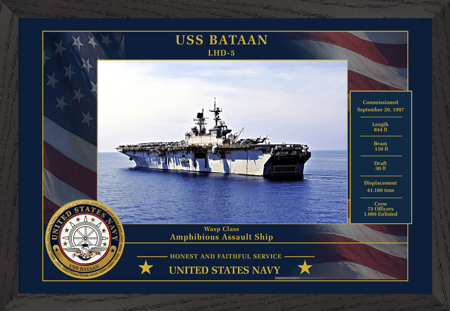 USS Bataan LHD-5 Framed Patriotic Photo