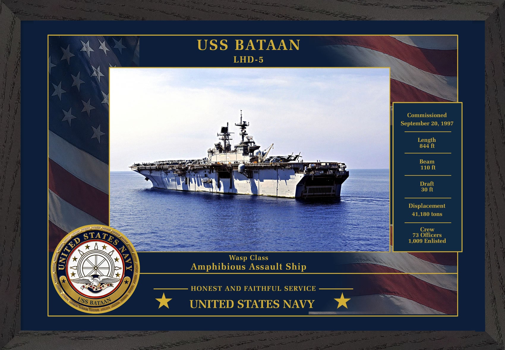 USS Bataan LHD-5 Framed Patriotic Photo