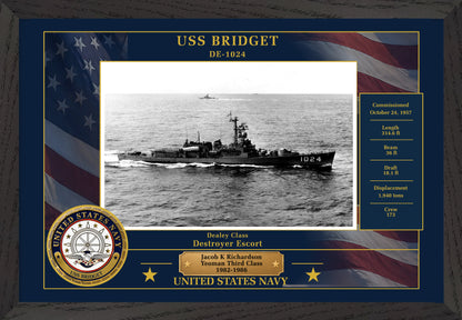 USS Bridget DE-1024 Framed Patriotic Photo