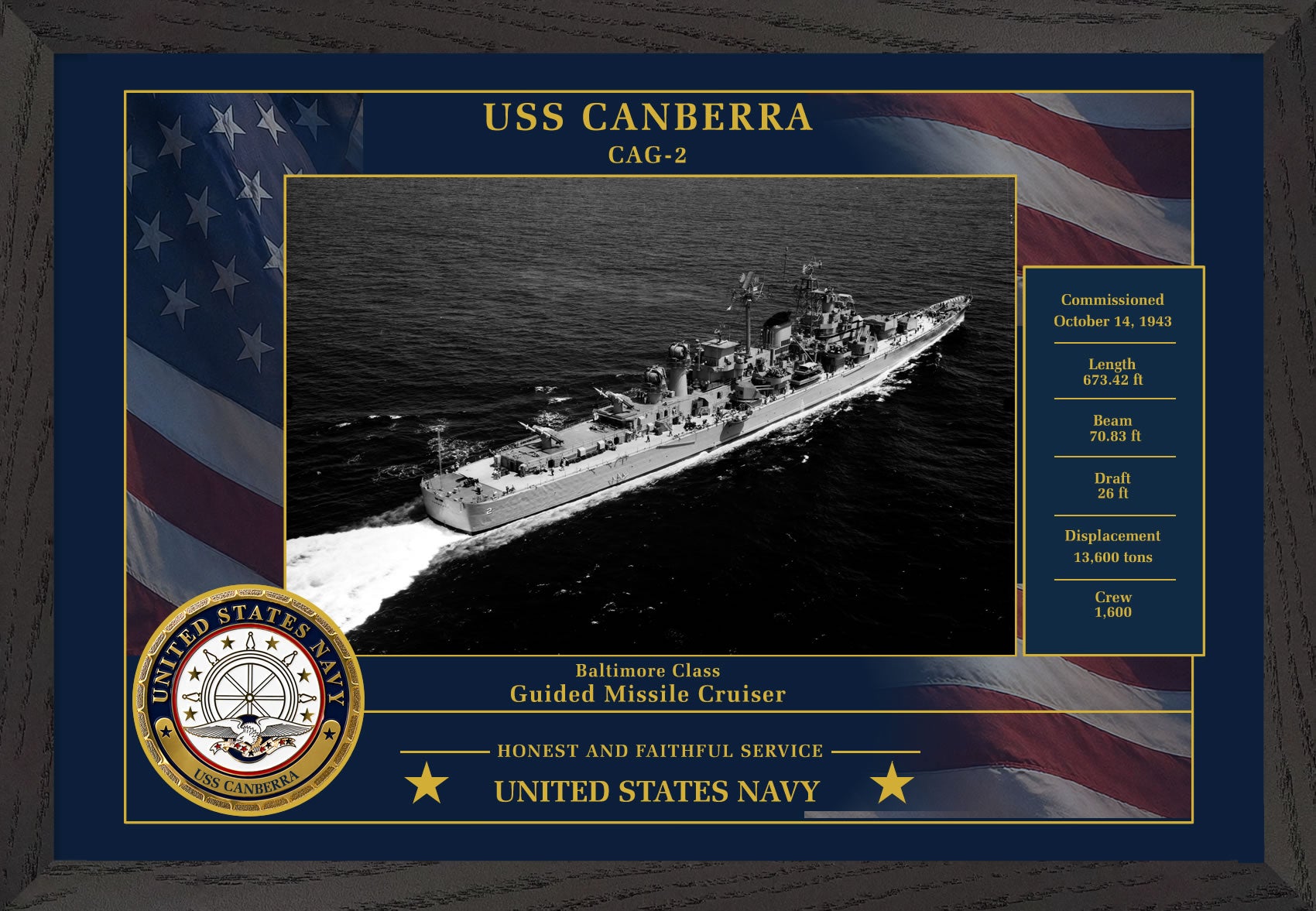 USS Canberra CAG-2 Framed Patriotic Photo