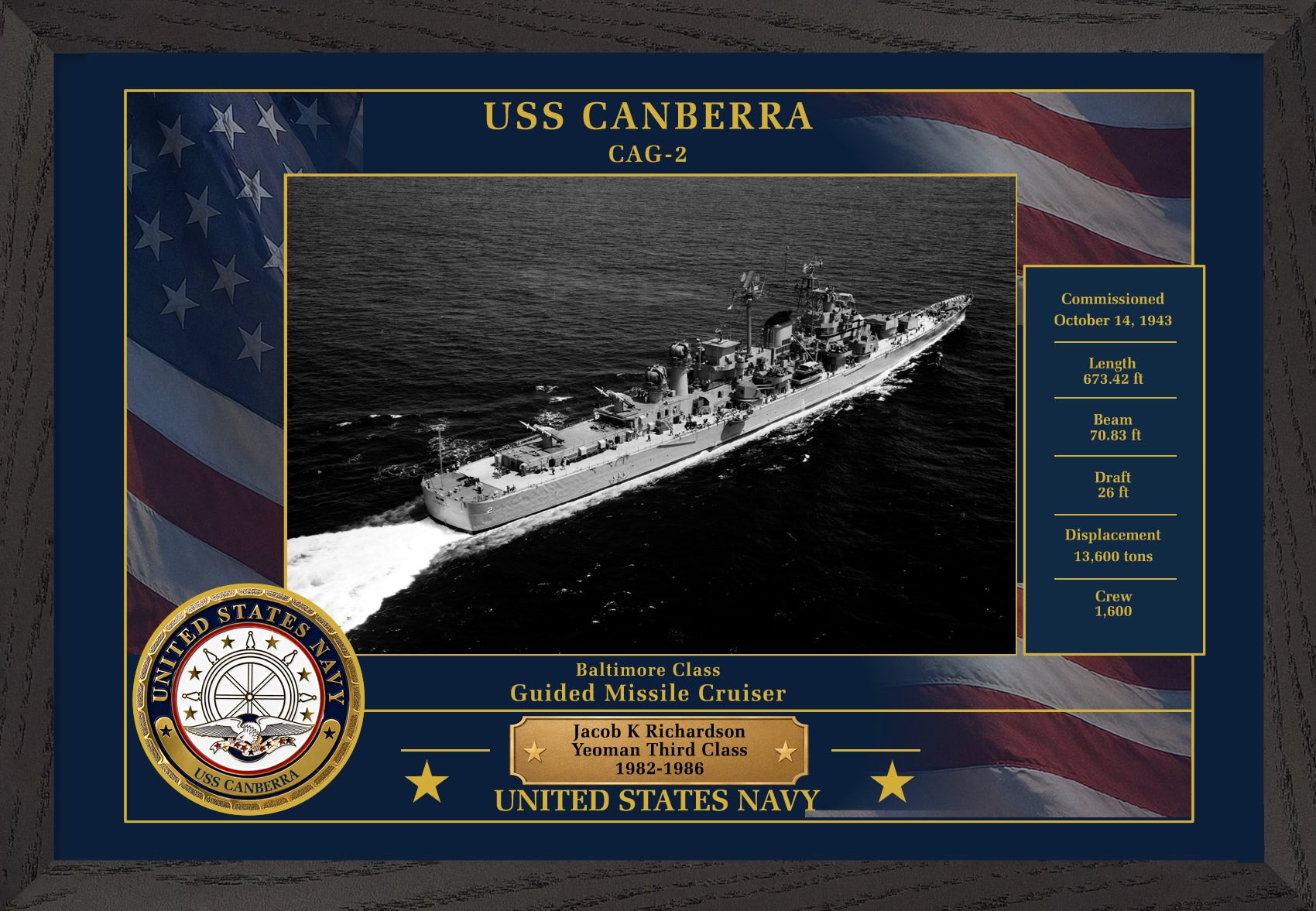 USS Canberra CAG-2 Framed Patriotic Photo