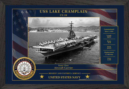 USS Lake Champlain CV-39 Framed Patriotic Photo