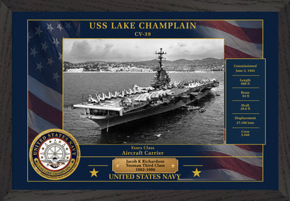 USS Lake Champlain CV-39 Framed Patriotic Photo