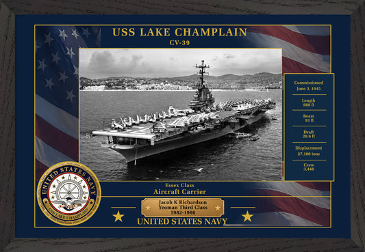 USS Lake Champlain CV-39 Framed Patriotic Photo