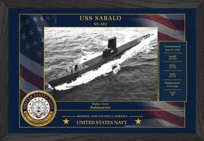 USS Sabalo SS-302 Framed Patriotic Photo