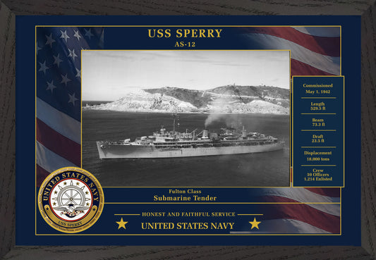 USS Sperry AS-12 Framed Patriotic Photo