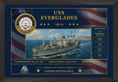 USS Everglades AR-24 Framed Patriotic Art