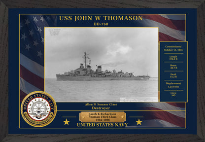 USS John W Thomason DD-760 Framed Patriotic Photo