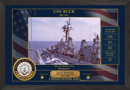 USS Buck DD-761 Framed Patriotic Photo