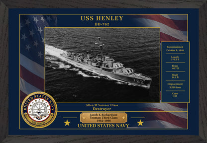 USS Henley DD-762 Framed Patriotic Photo