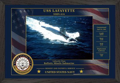 USS Lafayette SSBN-616 Framed Patriotic Photo