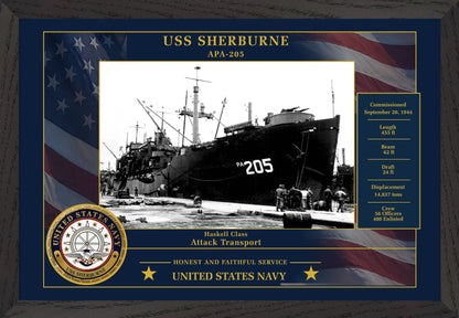 USS Sherburne APA-205 Framed Patriotic Photo