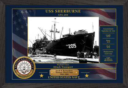 USS Sherburne APA-205 Framed Patriotic Photo