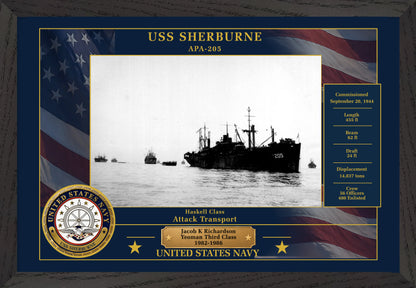 USS Sherburne APA-205 Framed Patriotic Photo