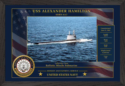USS Alexander Hamilton SSBN-617 Framed Patriotic Photo