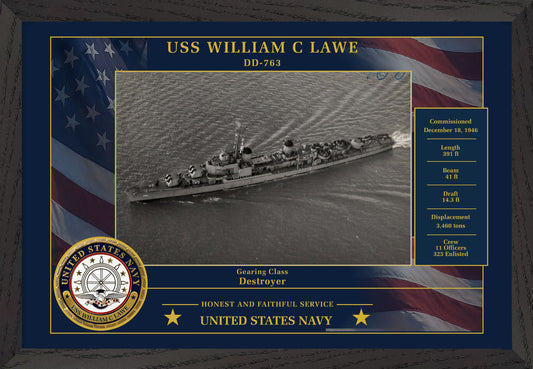 USS William C Lawe DD-763 Framed Patriotic Photo