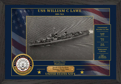 USS William C Lawe DD-763 Framed Patriotic Photo
