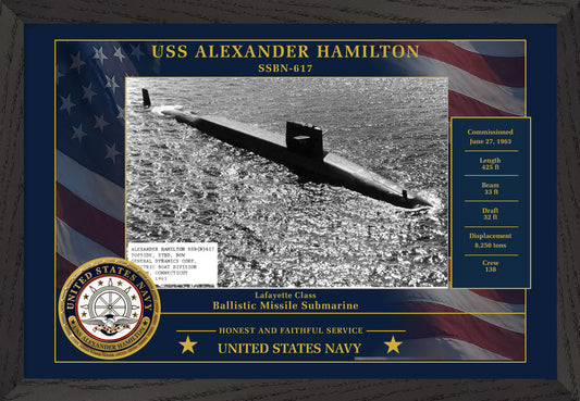 USS Alexander Hamilton SSBN-617 Framed Patriotic Photo