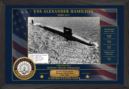 USS Alexander Hamilton SSBN-617 Framed Patriotic Photo