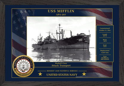 USS Mifflin APA-207 Framed Patriotic Photo