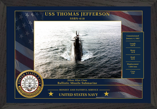 USS Thomas Jefferson SSBN-618 Framed Patriotic Photo