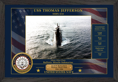 USS Thomas Jefferson SSBN-618 Framed Patriotic Photo
