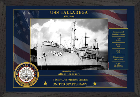 USS Talladega APA-208 Framed Patriotic Photo