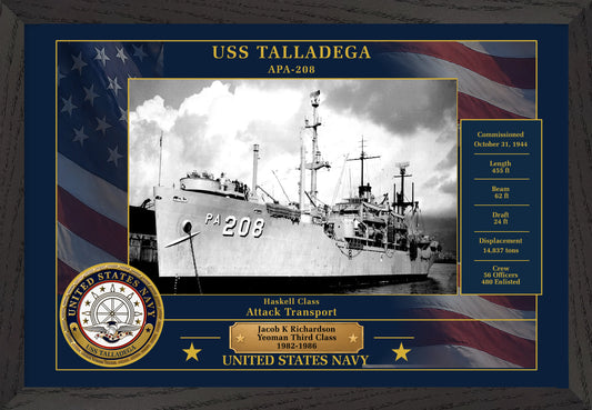 USS Talladega APA-208 Framed Patriotic Photo