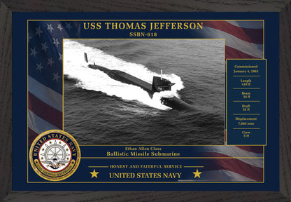 USS Thomas Jefferson SSBN-618 Framed Patriotic Photo