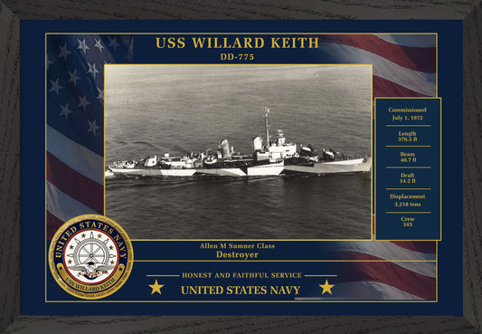 USS Willard Keith DD-775 Framed Patriotic Photo