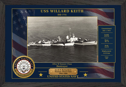 USS Willard Keith DD-775 Framed Patriotic Photo