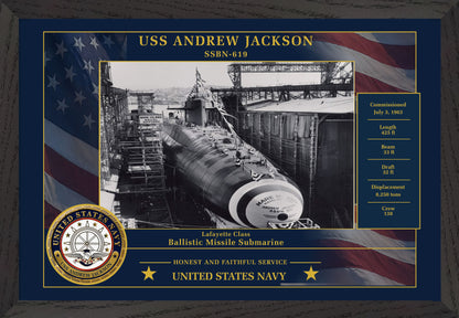 USS Andrew Jackson SSBN-619 Framed Patriotic Photo